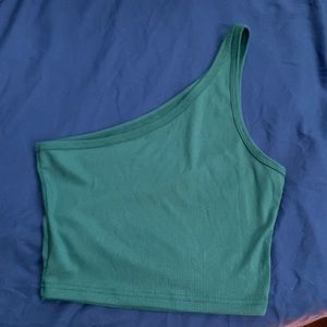 Teal SHEIN one shoulder tank top